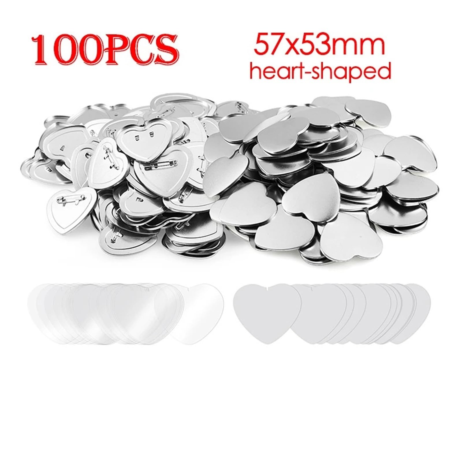 Machine à fabriquer des badges en forme de cœur, 100 pièces, accessoires for fabriquer des badges vierges en métal Compatible(100PCS Magnet Heart)
