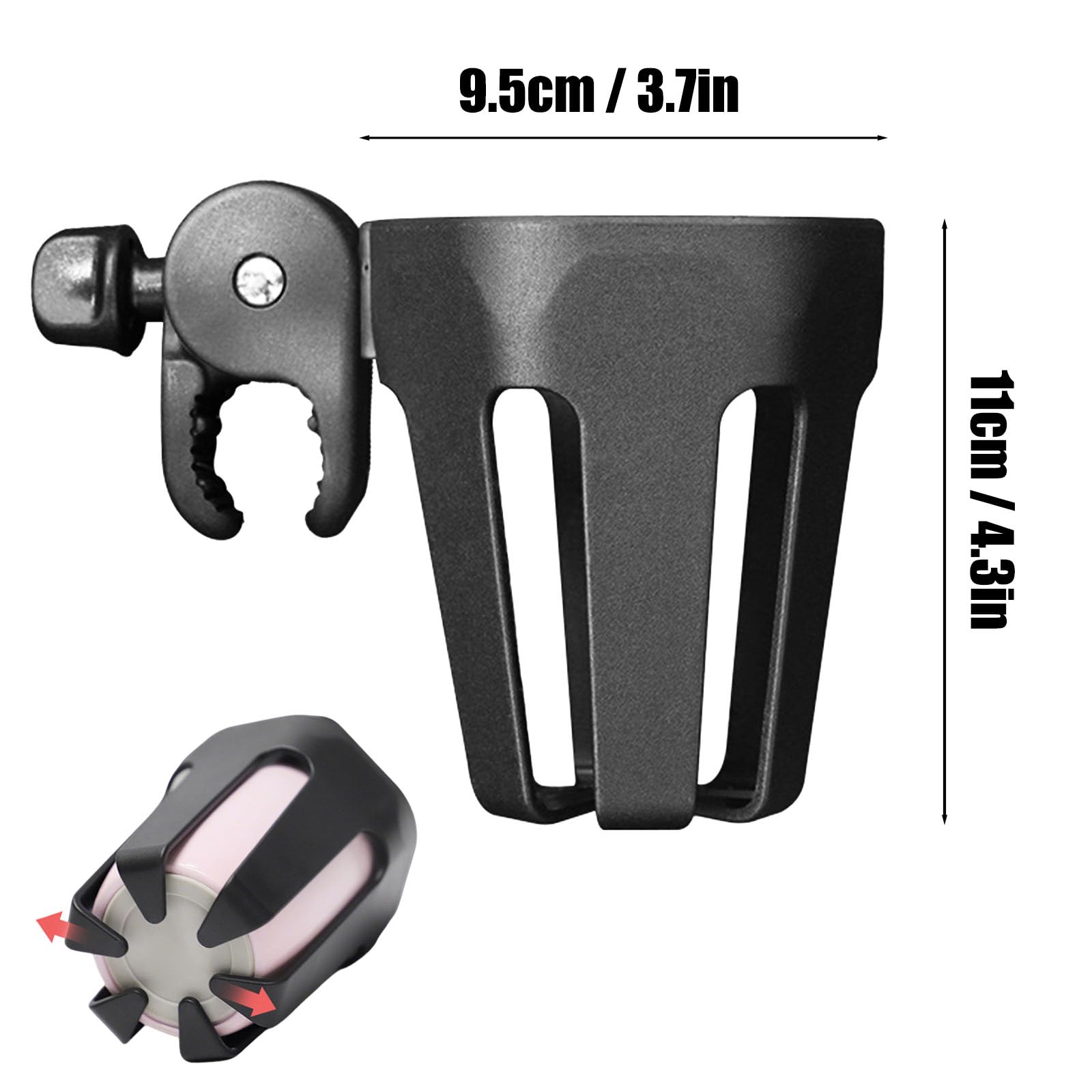 XVZ Portabevande universale per passeggino, girevole a 360° gradi, per biciclette, passeggino, bicicletta, sedia a rotelle, colore nero