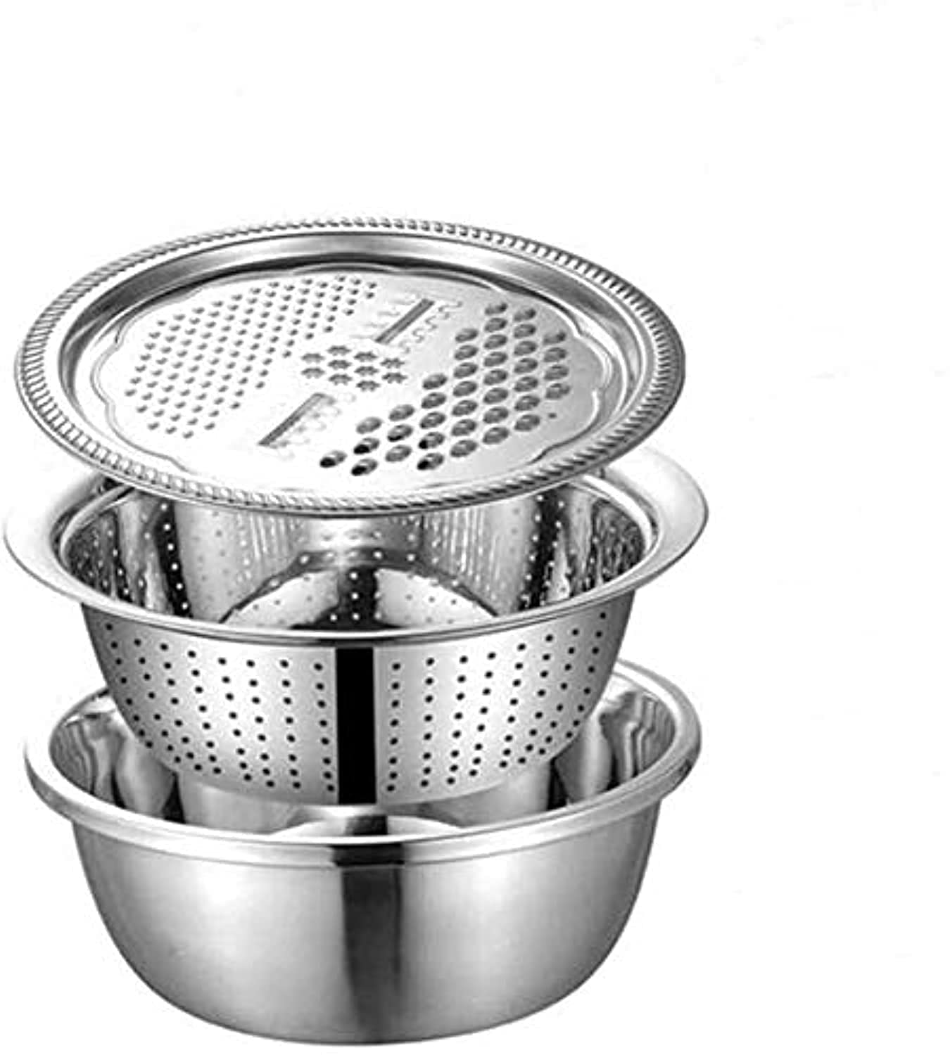Facibom Stainless Steel 5 In 1 Kitchen Multipurpose Drain Basket Vegetable Cutter (26cm)