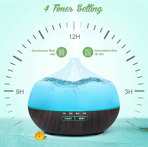Miniatura 4 de Difusor de aceite esencial para habitación grande difusores de aromaterapia de 13.5fl oz, humidificadores ultrasónicos de niebla para dormitorio,
