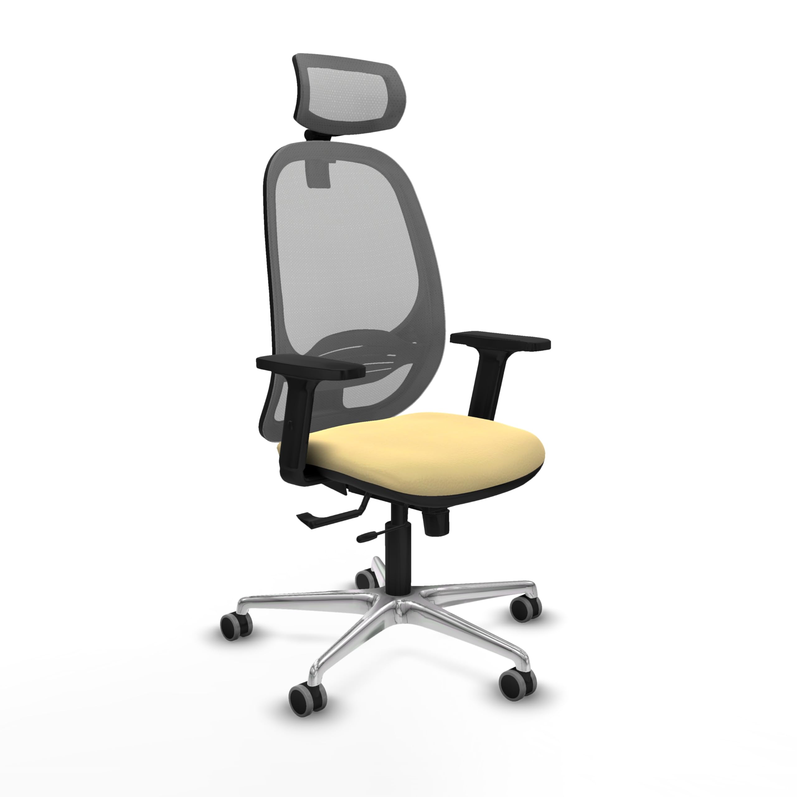 Chaise de bureau Piqueras y Crespo grise et crème avec accoudoirs 2D