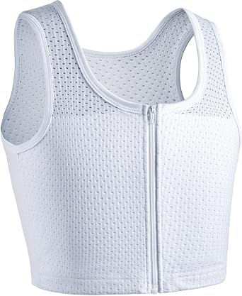 XUJI Chest Binder FTM Transgender Zip Up Binder Breathable Breast Cool Fabric Tank Top