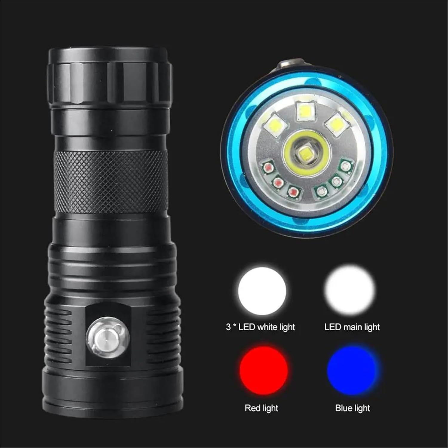 Diving Flashlight - IPX8 Waterproof Dive Light 4 Modes Underwater Flachargeshlight Diving Lights for Diving Snorkeling Deep Sea Cave with