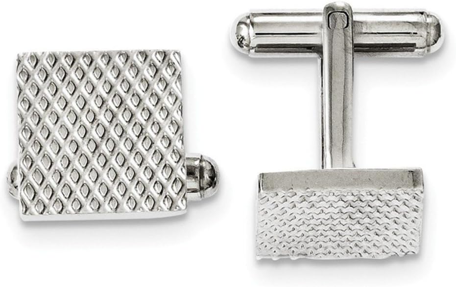 Stainless Steel Spotted Textured Square Cuff Links, 14MM