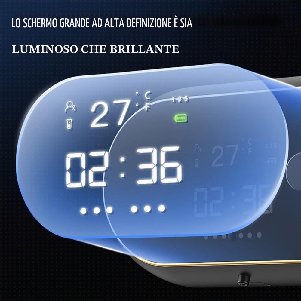 Dispenser automatico di sapone liquido da 450 ml, montaggio a parete, senza contatto, con sensore IR e temperatura, dispenser di sapone ricaricabile tramite USB, per cucina e bagno (bianco