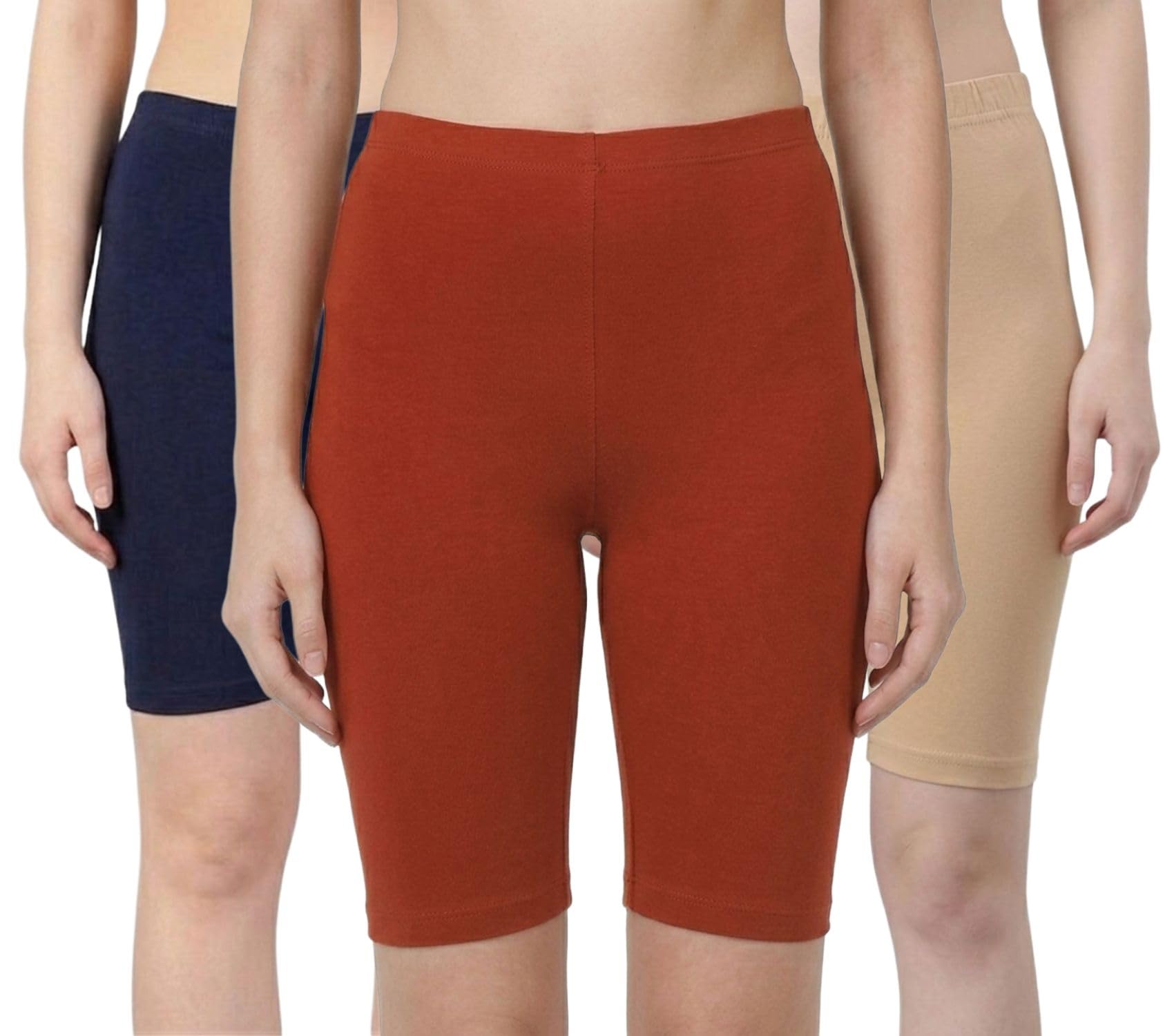 Slim Fit Combo of 3 Cotton Shorts for Women |Cycling Shorts for Woman |Tights for Women for Dresses |Running Shorts for Girls |Women Shorts for Workout, Gym, Sports, Yoga | S|-image-25