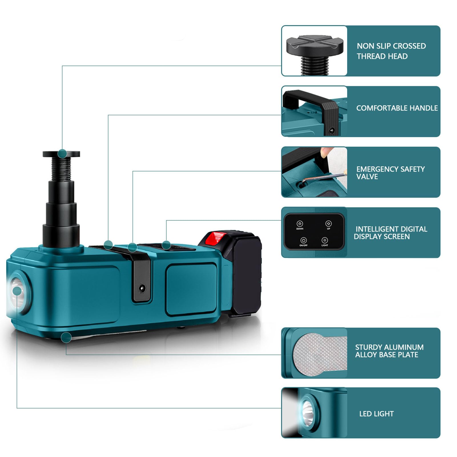AMONIDA Elektryczny Podnośnik Hydrauliczny Samochodowy 235-530mm 5T 18 V