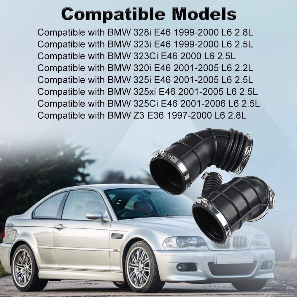 2 PCS Intake Hose Tube Compatible with BMW E46 320i 325i 325xi 200-2005