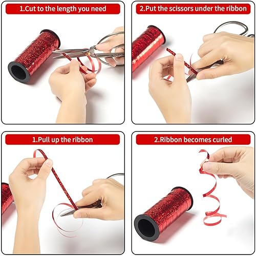 Miniatura 5 de Cinta lisa con texto en inglés "I Love You", 316 pulgadas x 100 yardas, cinta rizadora de San Valentín para envolver regalos, San Valentín,