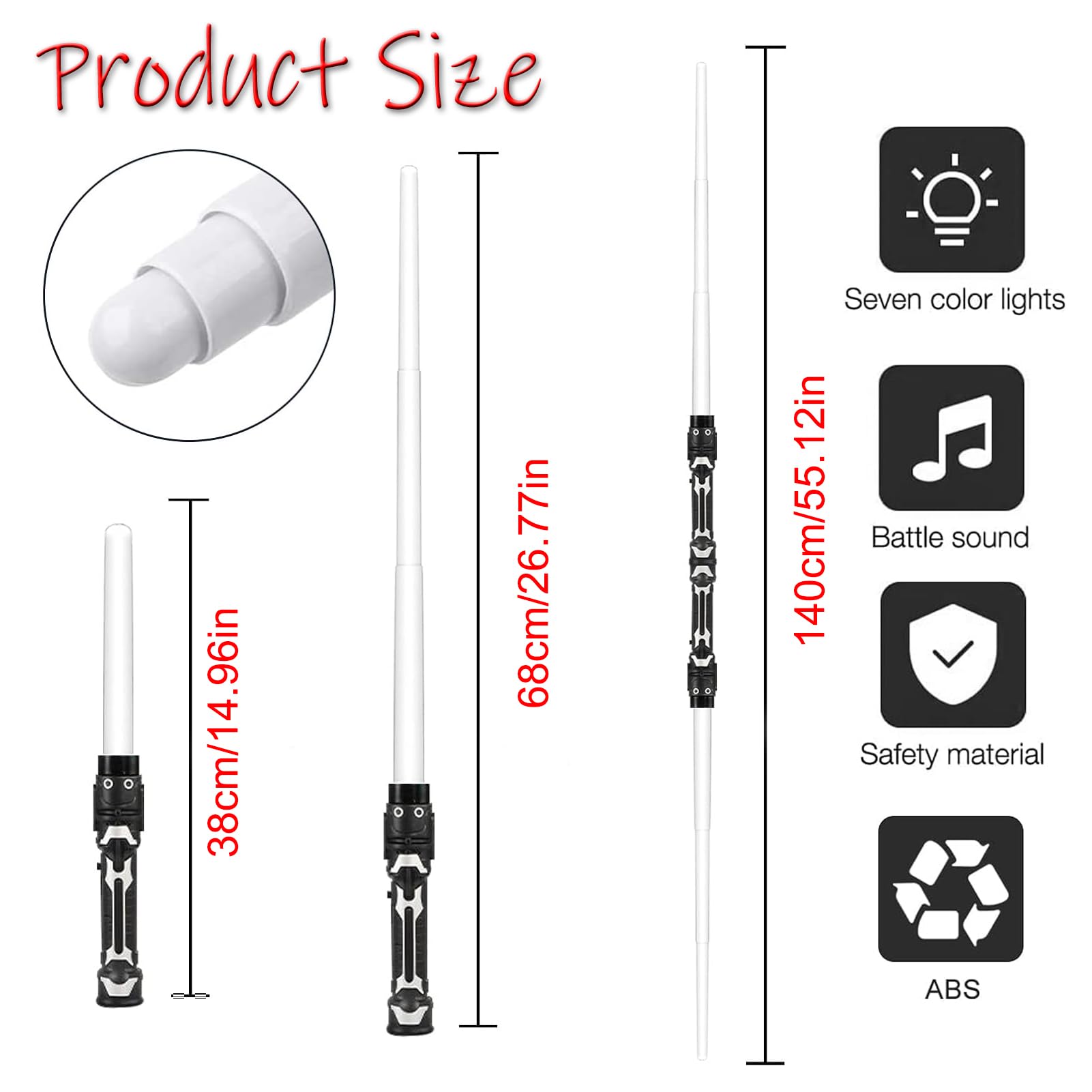 2 Pezzi Spada Laser,Spada Laser,2 in 1 Spada Laser Giocattolo Spade Laser Telescopiche Spada Laser Giocattolo per Bambini Light Up Sword Lightsaber Light Up Toy Lightsaber Toy