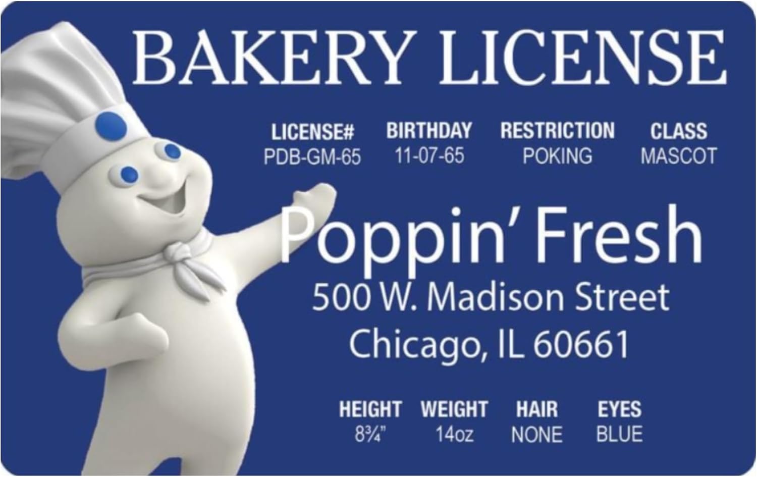 Amazon.com: Signs 4 Fun Parody Driver’s License | Poppin' Fresh ID ...