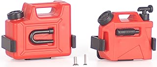 2PCS Mini RC Fuel Tank - High-Simulation 1/10 1/8 1/12 1/14 1/16 Scale Accessory for Crawlers, Lightweight Decorative Oil Can, DIY Parts Universal Scale Fuel Can Large+Small Barrel with Screws (Red)