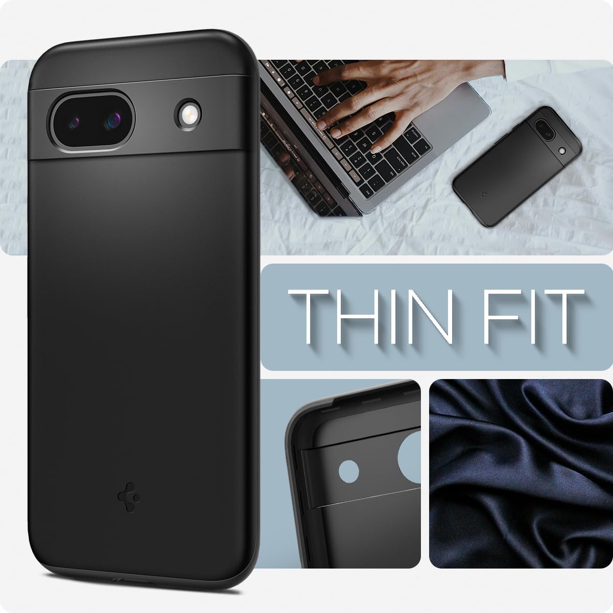 Spigen Thin Fit Designed for Pixel 8a Case (2024) [Hard Shell] [Military-Grade Protection] - Black