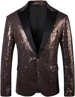 Chaqueta de traje de lentejuelas para hombre, color negro, dorado, rojo, para hombre, de un solo pecho, para fiesta de graduación