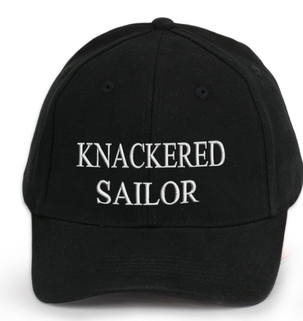 4sold Ancient Mariner, Captain Cabin Boy Crew First Mate Yachting Baseball Cap Inscription Lettering Black White (KNACKERED Sailor)