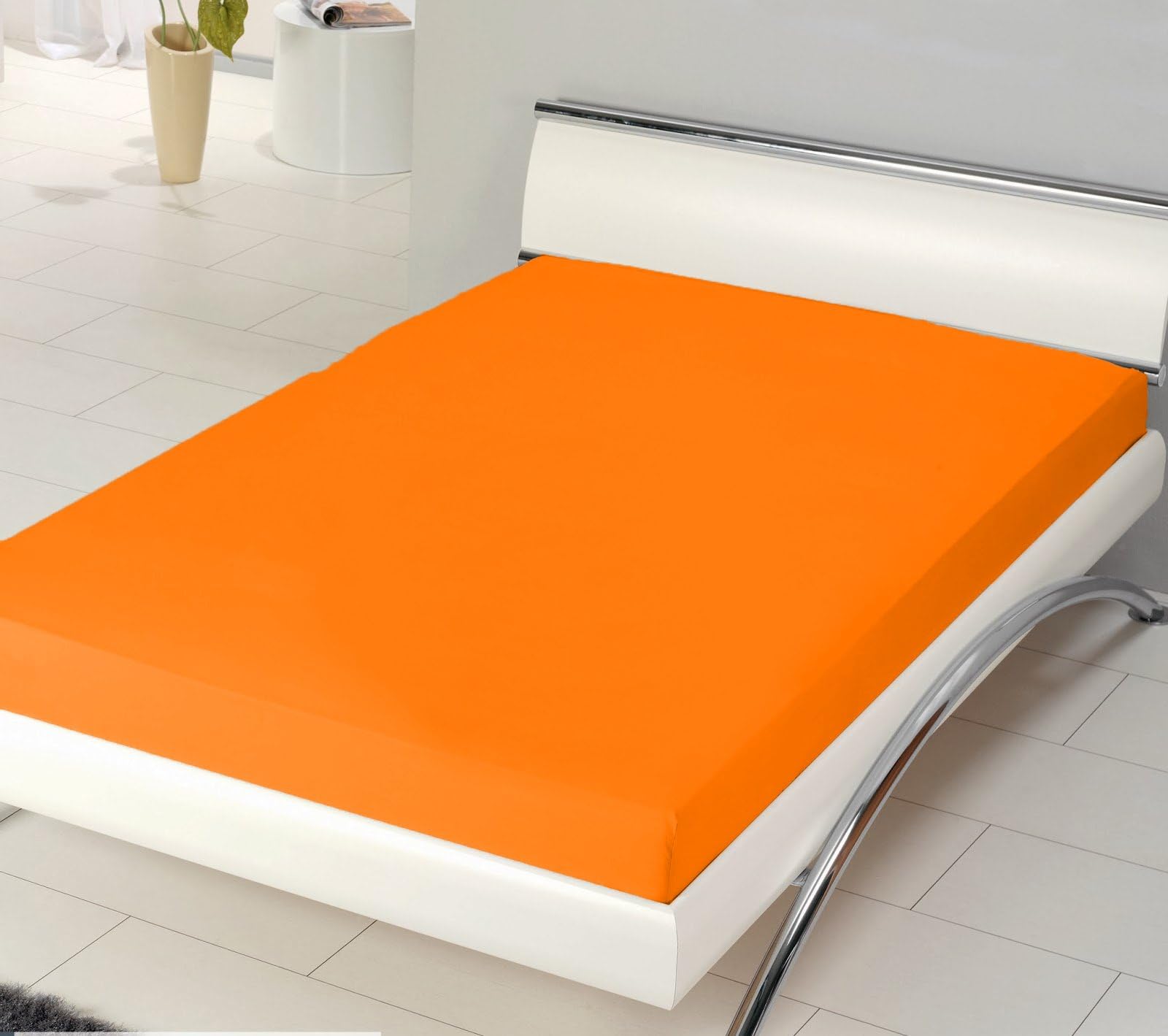 Little Weaver Deep Jersey Fitted Sheet 100% Cotton Single Bed (Orange)