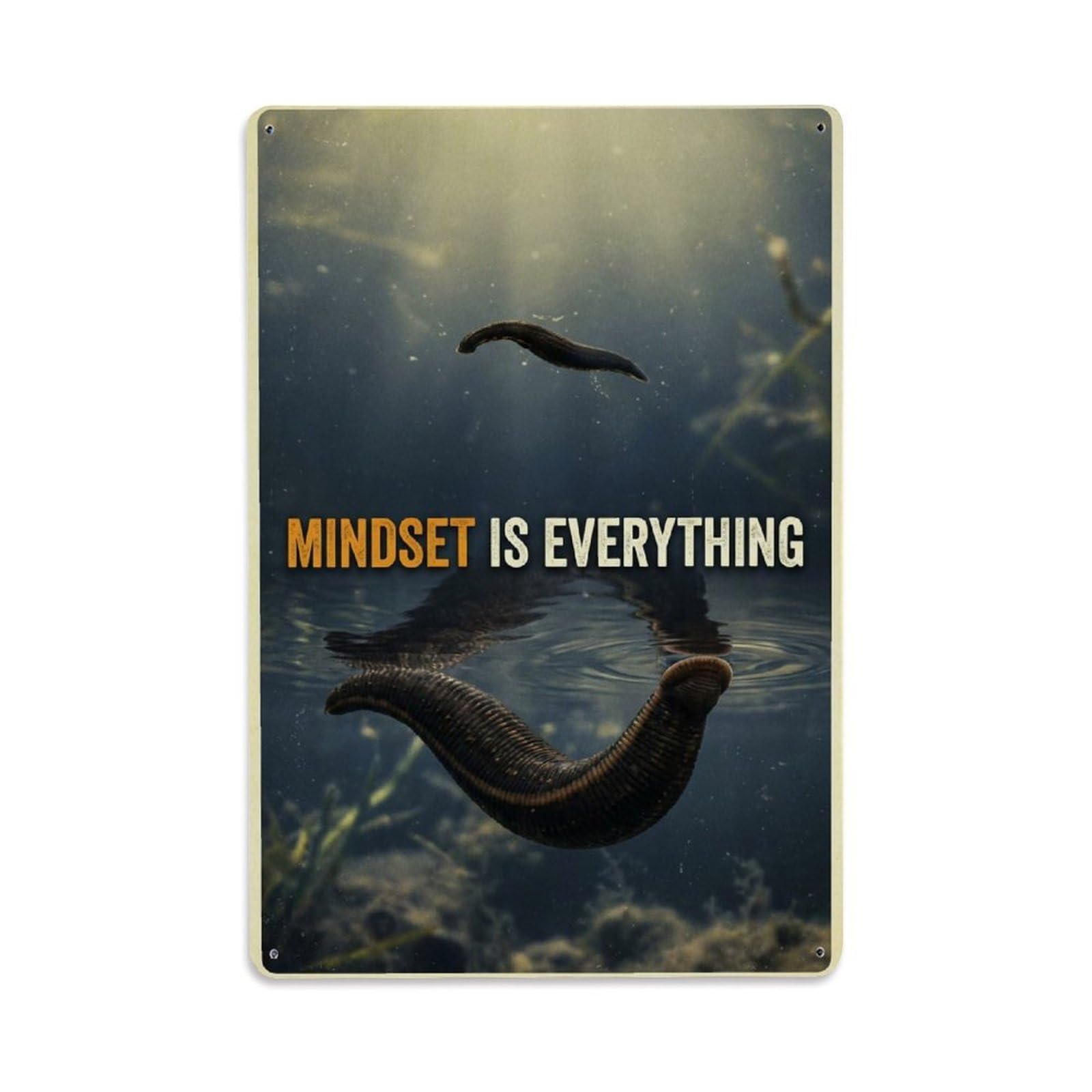Olhnbad Style Leech Worm Mindset Is Everything Motivational Quote Metal Tin Sign