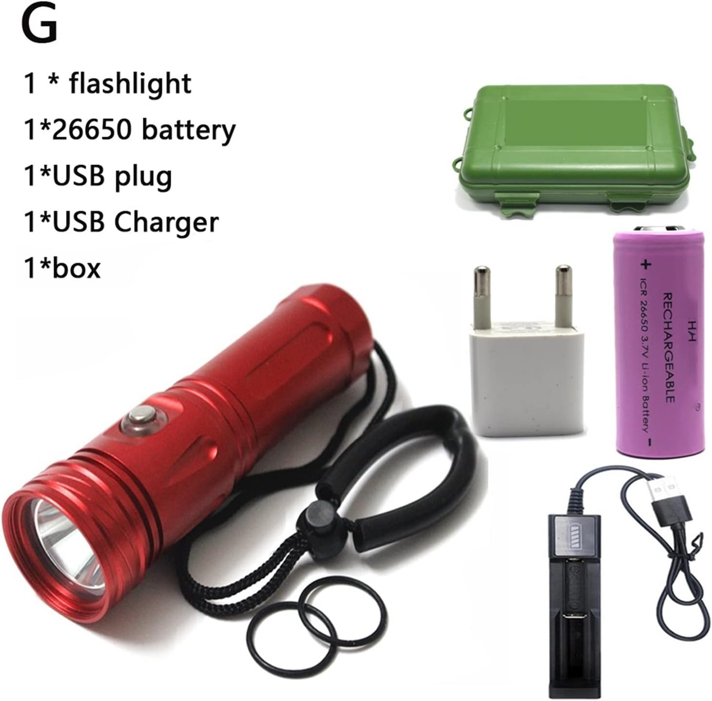 Underwater Lights Diving Flashlight XM-L2 Dive 100M Underwater Searchlight Torch LED Dive Lantern Lamp Use 18650/26650 Battery for Outdoor Exploration Under Water Sports (G Yellow Light)