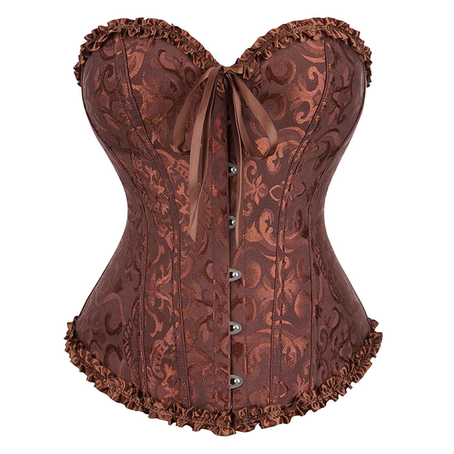 JOAU Womens Corsets Sexy Lingerie Top Lace Up Back Bustiers Lacing Waist Cincher Boned Overbust Corset Shapewear Tops