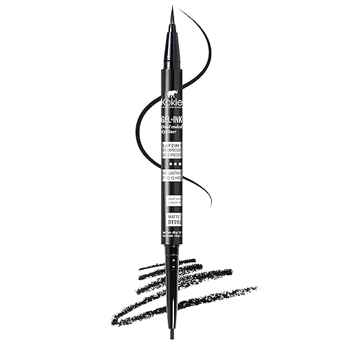 Miniatura 9 de Kokie Delineador de ojos de doble punta de tinta de gel (cobre matálicomarrón mate)