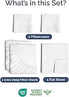 Vista 2 de Extra Deep Pocket Split King Sheets - 5 Piece Breathable & Cooling Bed Sheets - Hotel Luxury Bed Sheet Set - Soft, Wrinkle Free & Comfy - Easily