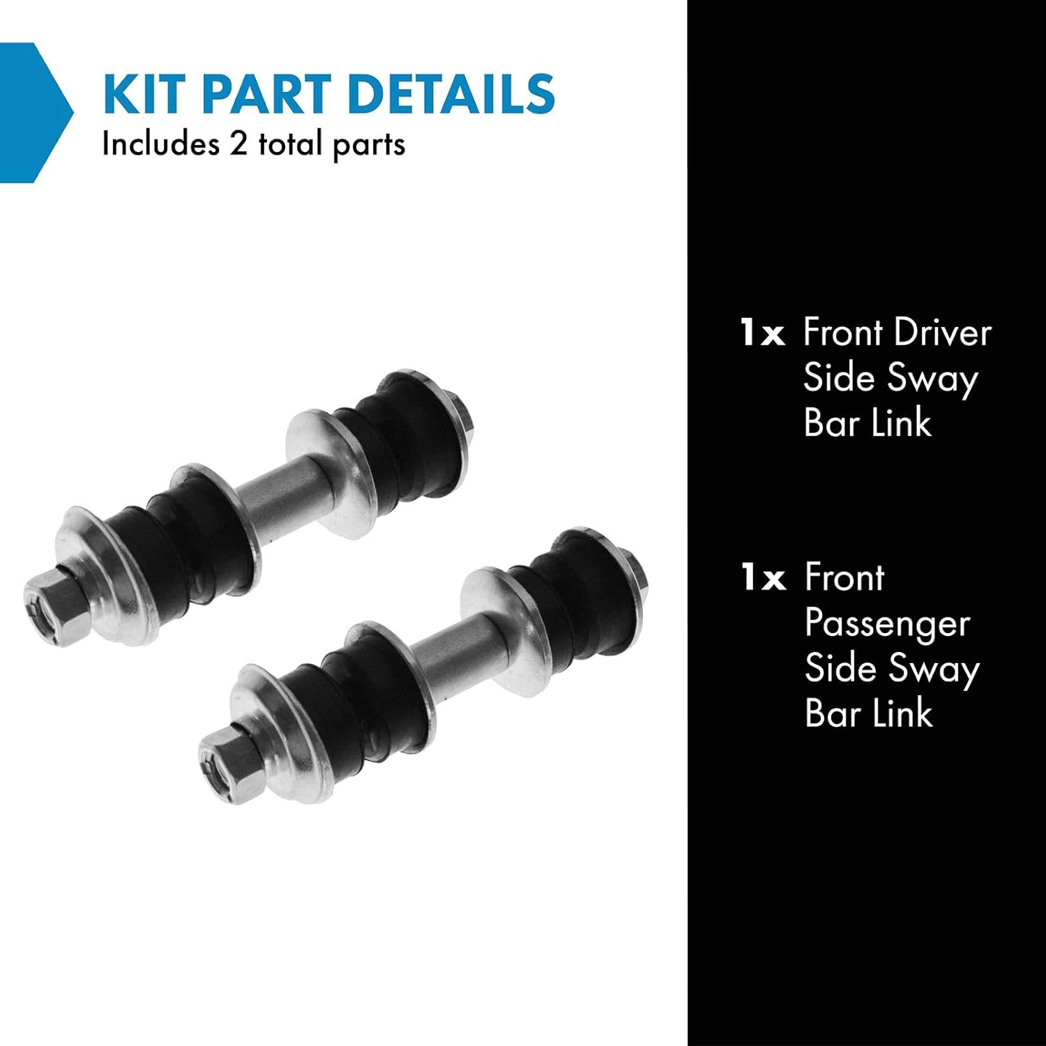 TRQ Front Driver and Passenger Side Sway Bar Link Set 2 Piece Compatible with 04-06 Scion xA 04-06 xB 00-05 Toyota Echo