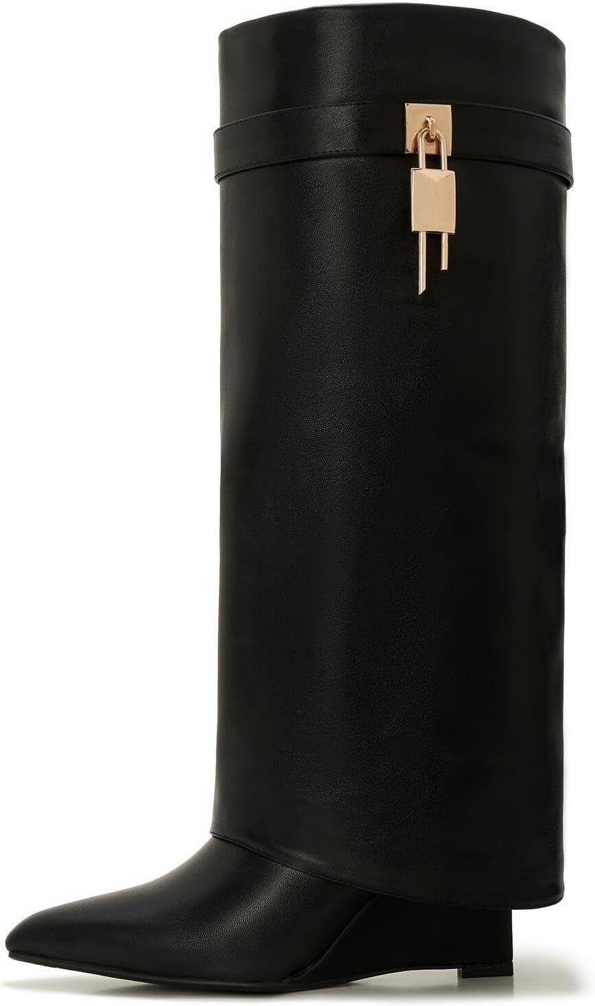 Women's Shark Boots - Fold Over Knee High Style