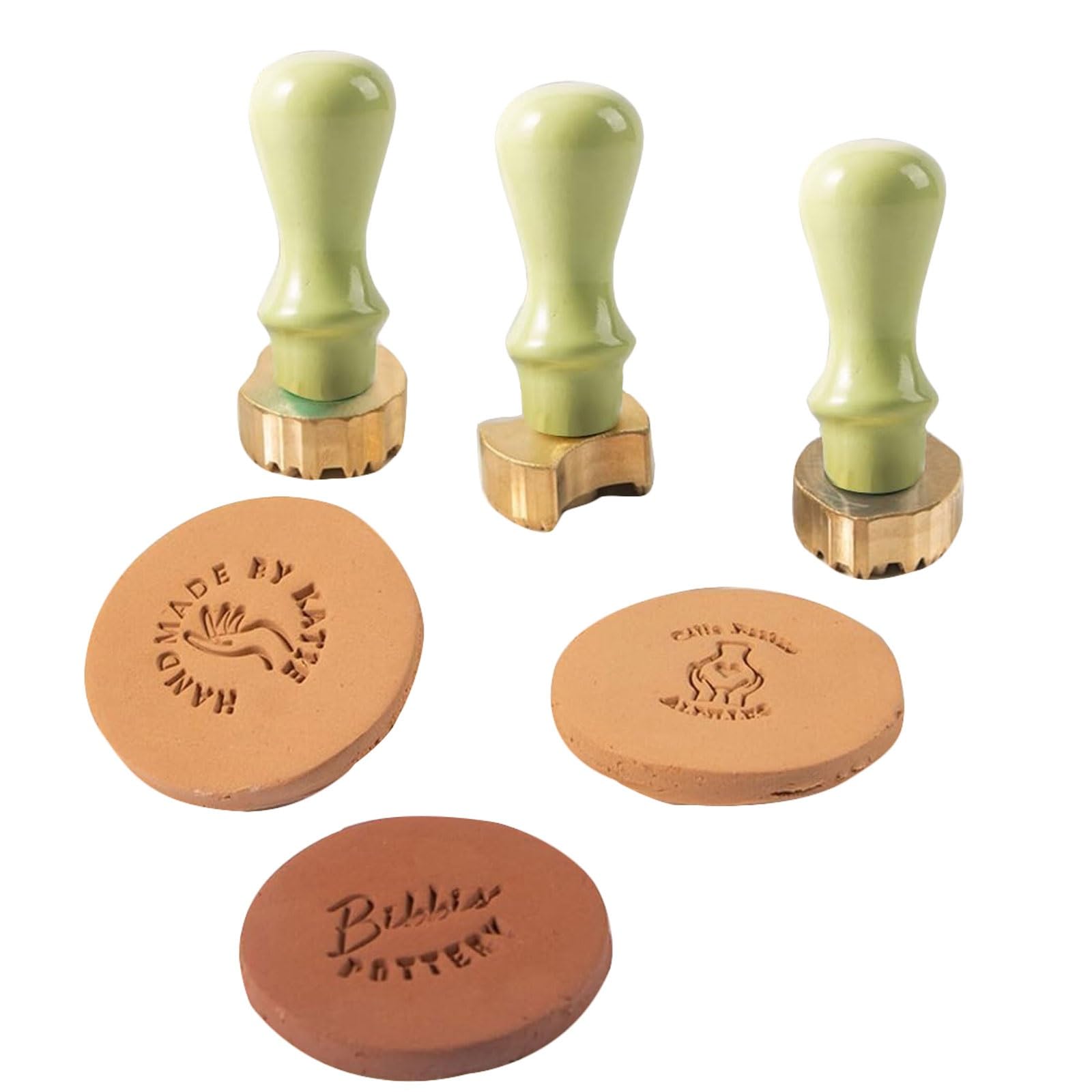 Set da 3 pezzi di timbri in argilla personalizzati, timbri in ceramica personalizzati con stampo in ottone, strumenti for ceramica con il tuo design cartello(1.5Inches)