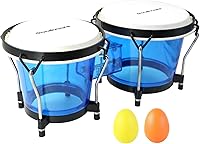Vista 1 de Soulmate Juego de Bongos para Adultos Principiantes Niños de 6" y 7" Juego de Bongos Profesionales Cavidad Transparente y Bongos de Metal