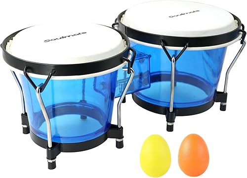 Soulmate Juego de Bongos para Adultos Principiantes Niños de 6" y 7" Juego de Bongos Profesionales Cavidad Transparente y Bongos de Metal