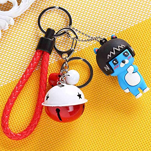 sdfsdfgsdgdfgdfg Useful Funny Korean cartoon key rings Bells Key pendant cute car decoration key chain(None H01)