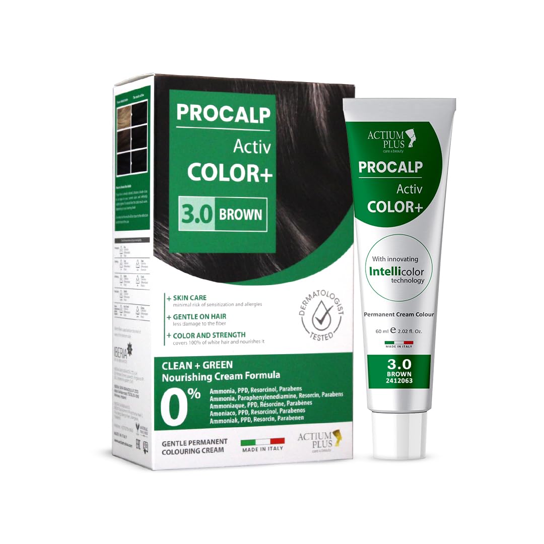 Actium Plus PROCALP Activ Color+ | Long-Lasting Permanent Hair Color | Dermatologist-Tested | For Men and Women |(3.0-BROWN)-picture-38