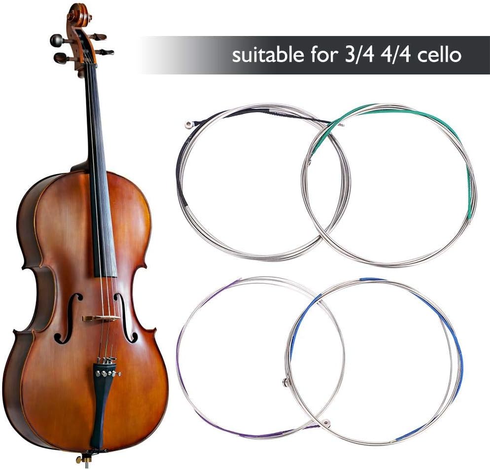 Cello Strings 4pcs Copper Zinc Alloy A D G C Cello Strings Set for Cello Repair and Replacement Part