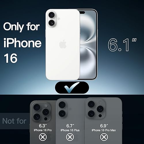 Miniatura 2 de JETech Funda magnética para iPhone 16 de 6.1 pulgadas, compatible con MagSafe, a prueba de golpes, parte trasera transparente antiarañazos