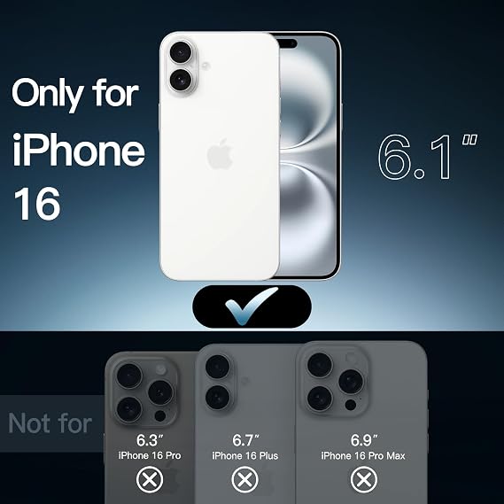 JETech Bumper Case and Privacy Screen Protector for iPhone 16 Bundle