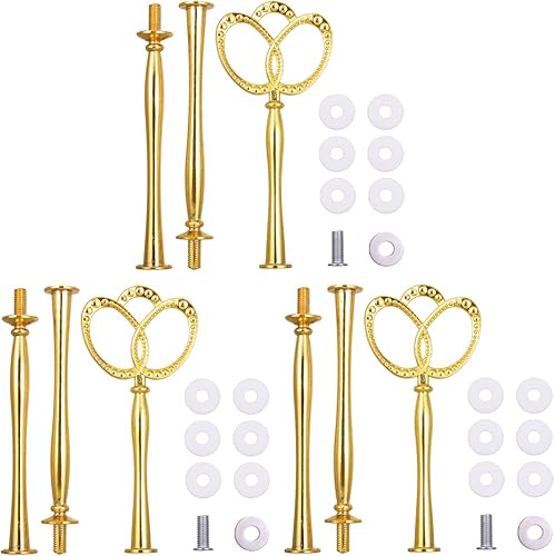 Paquete de 3 soportes de 3 niveles para cupcakes de 13.6 pulgadas, soporte de corona de molde de metal, fabricación de bricolaje para plato de