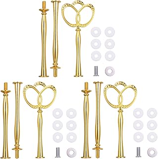 3 Pack 3-Tier 13.6'' Cupcake Stand Hardware Fittings, Metal Mold Crown Holder DIY Making for Fruit Plate Cake Stand Snack Tray Replacement Parts for Tea Party Wedding Decoration (Gold)