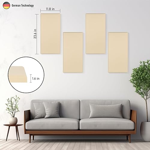 Miniatura 3 de Paneles de pared acústicos absorbentes de espuma a prueba de sonido, de tela de 23.6 x 11.8 pulgadas, 4 unidades con cancelación de ruido para