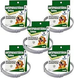 Kit 5 Coleiras Dugs Antipulgas e Carrapatos para Cães 17g com 56cm - World Veterinária