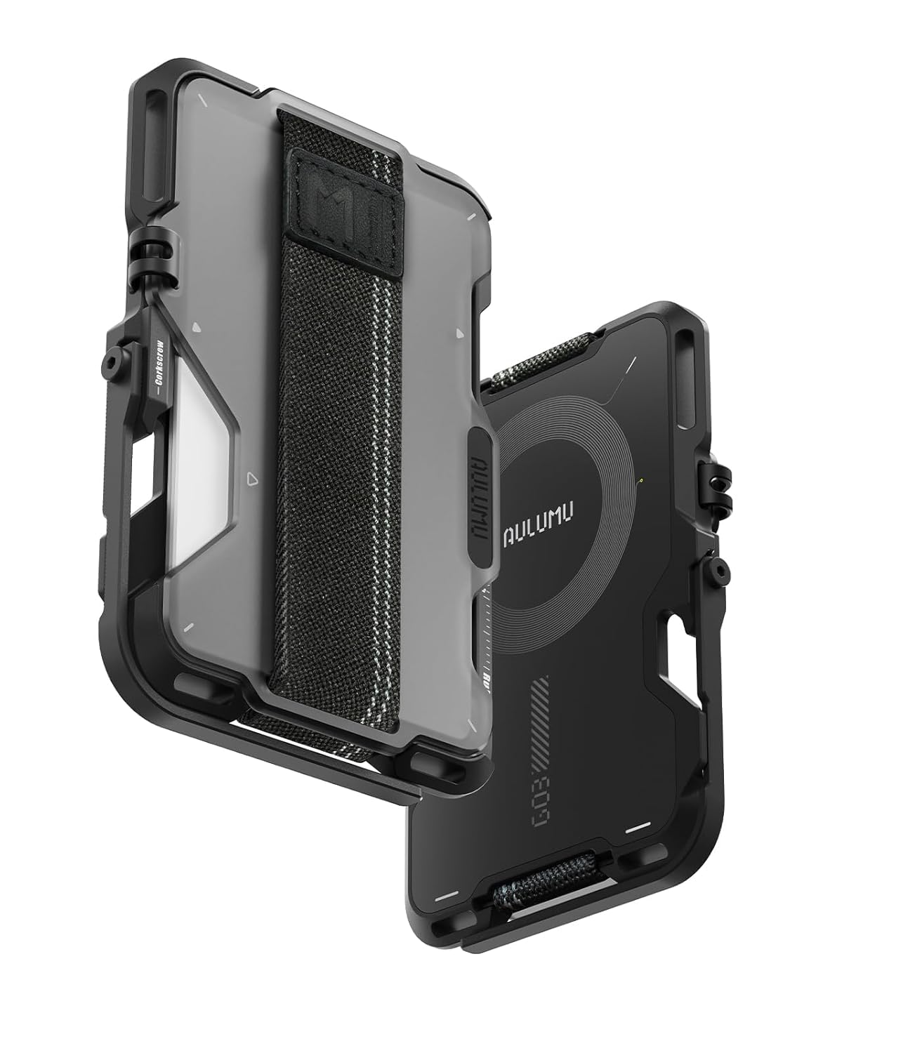 Aulumu G03 Custodia per carte da uomo | Compatibile con MagSafe | Multifunzionale Porta Carte con Fascia Elastica | Telefono Cellulare Supporto/Impugnatura | Apri Bottiglia |Schermatura RFID