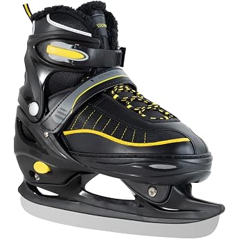 Adjustable ice skates for women men and children warm comfortable lining and stable ankle support with stainless steel blades ice hockey skates adjustable 4 size ranges