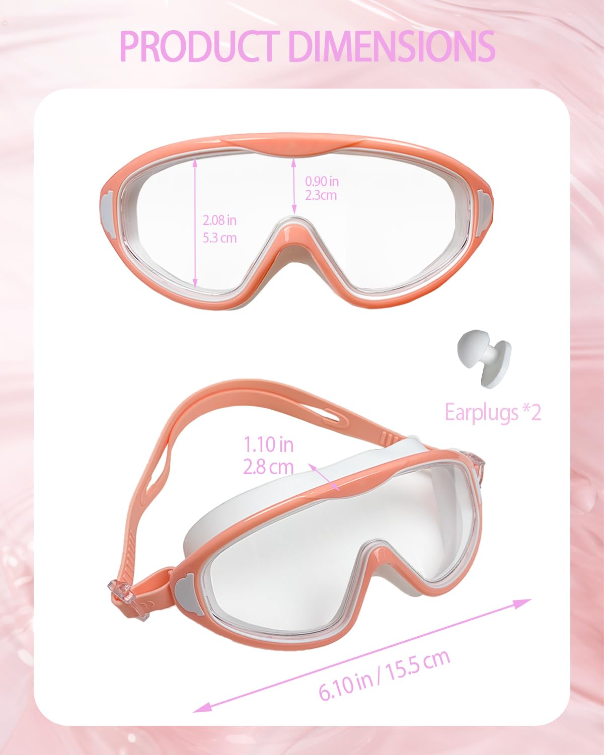 Lash Goggles for Shower,Lash Guard for Lash Extension, | Anti-Fog Waterproof with Ear Straps,Lift, False Lashes, Surgery Aftercare(Pink)
