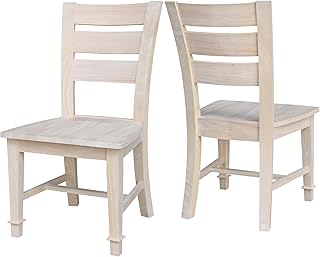 IC International Concepts Tuscany Chair, Set of 2, Solid Wood, Easy to Assemble, Perfect for Dining Room and Kitchen Décor - Unfinished