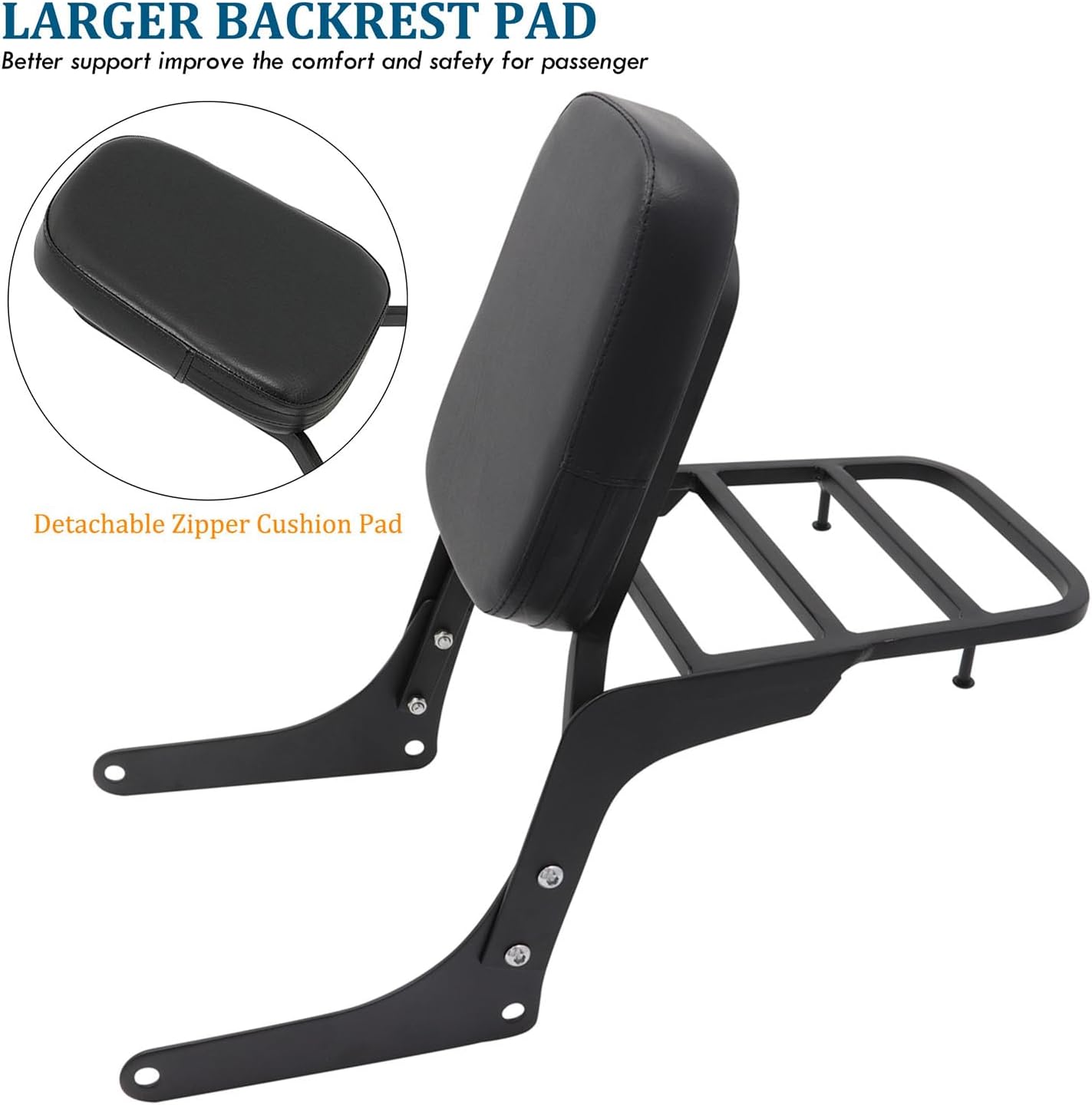 Passenger Sissy Bar with Luggage Rack Backrest for Honda Rebel 250 CMX250 CA250 All Year, Black
