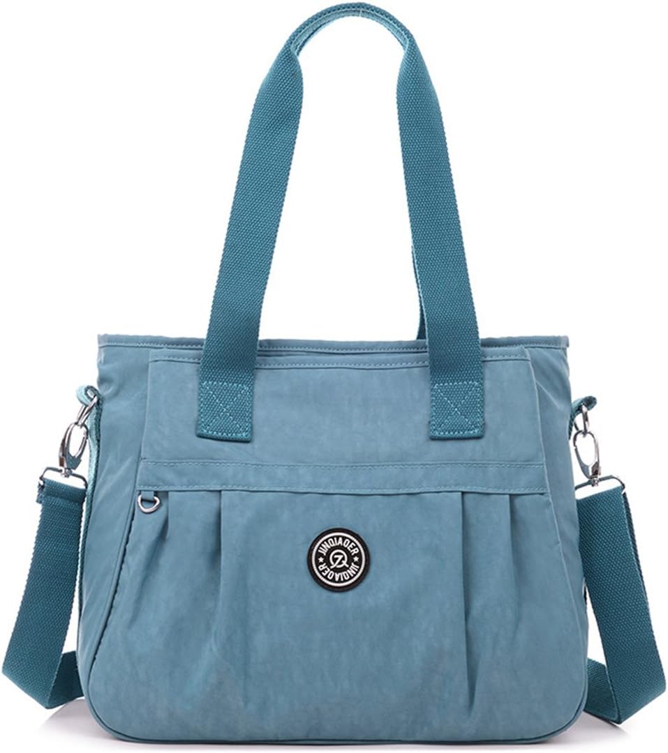 Tiny Chou Lightweight Water Resistant Nylon Totes Crossbody Bag Shoulder Bag with Pockets Large (2012 Blue Gray)