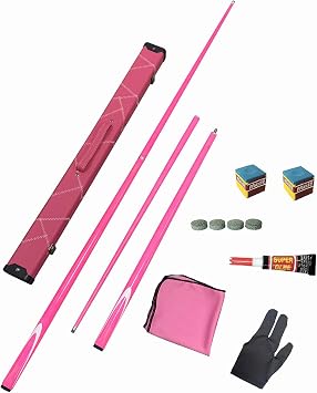 Premium Snooker Cues 58 Inch Pool Cue with Hard Case & 2 Pool Cue Chalk, 1/2 Jointed Carbon Fibre Billiard Cue Pool Cue Stick for for All Billiards Enthusiasts pink 11.5mm