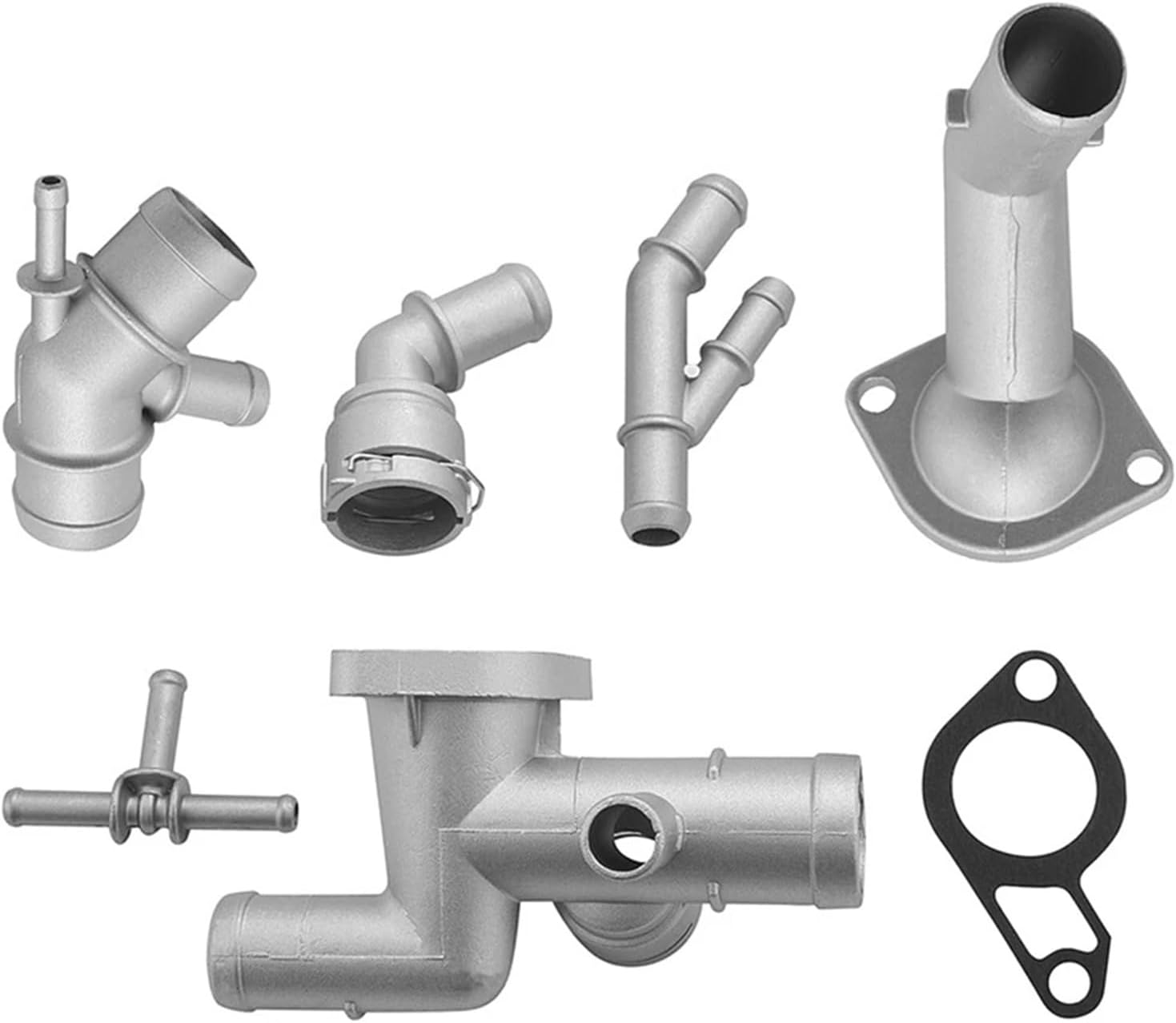 6Pcs Aluminium Engine Cooling Coolant Hose Connector Supercharger Pipe Compatible with MK4 Golf Jetta GLI TT 1J0121087E,6Pcs Aluminium E