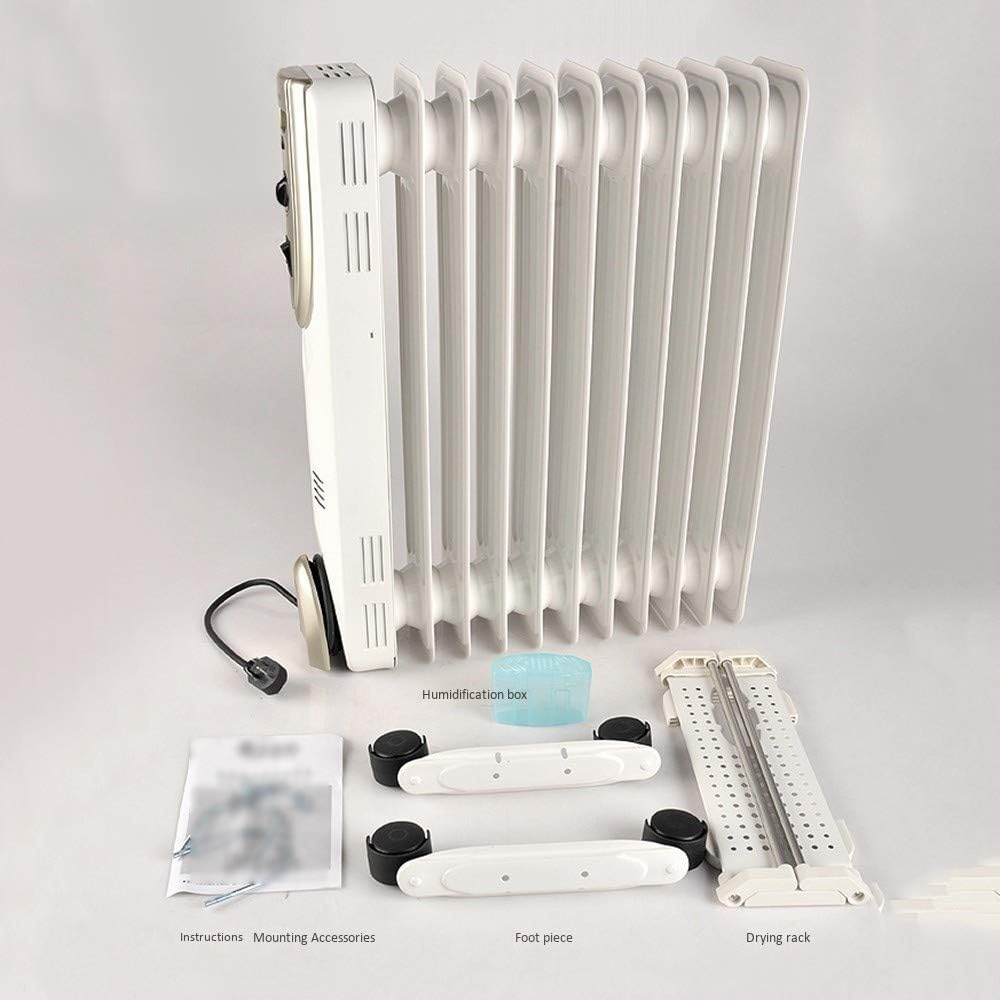 Multiple Safety Protection Oil Filled Room Heater Intelligent Temperature Control Oil Heater with Humidification Box Drying Rack Universal Wheel for Living Room Office