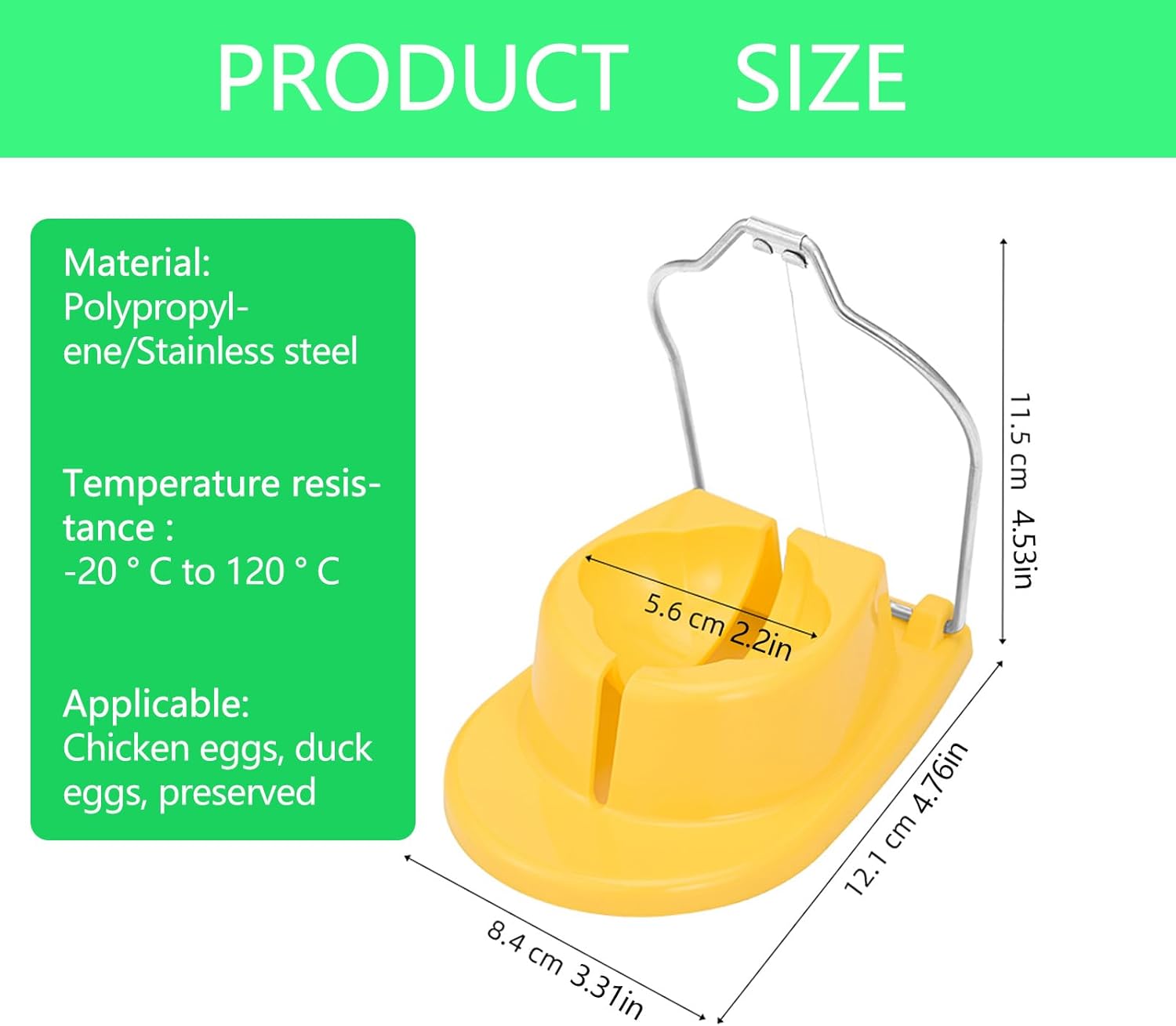 Egg Slicer, Semi-Round Curved Yellow Egg Cutter for Hard Boiled Eggs – Stainless Steel Wire Cutter with Ergonomic Handle for Salad, Cobb Salad, Avocado Toast & Food Garnish, Easy to Clean (3)
