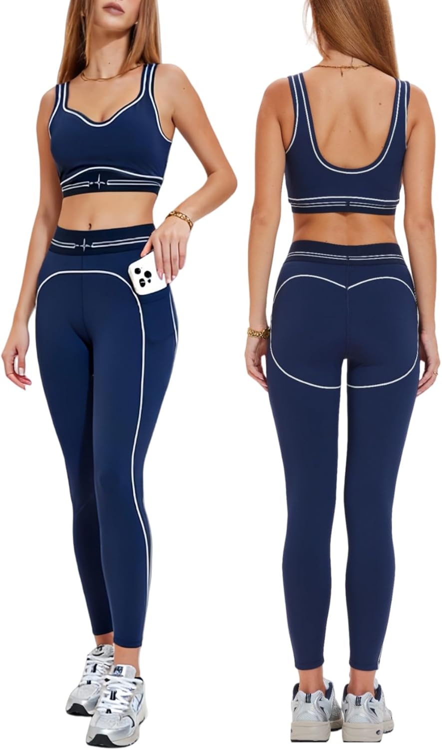 AFZ Yoga Sets for Women with Pockets 2 Piece Workout Pilates Outfits Leggings Sports Bra Athletic Sets